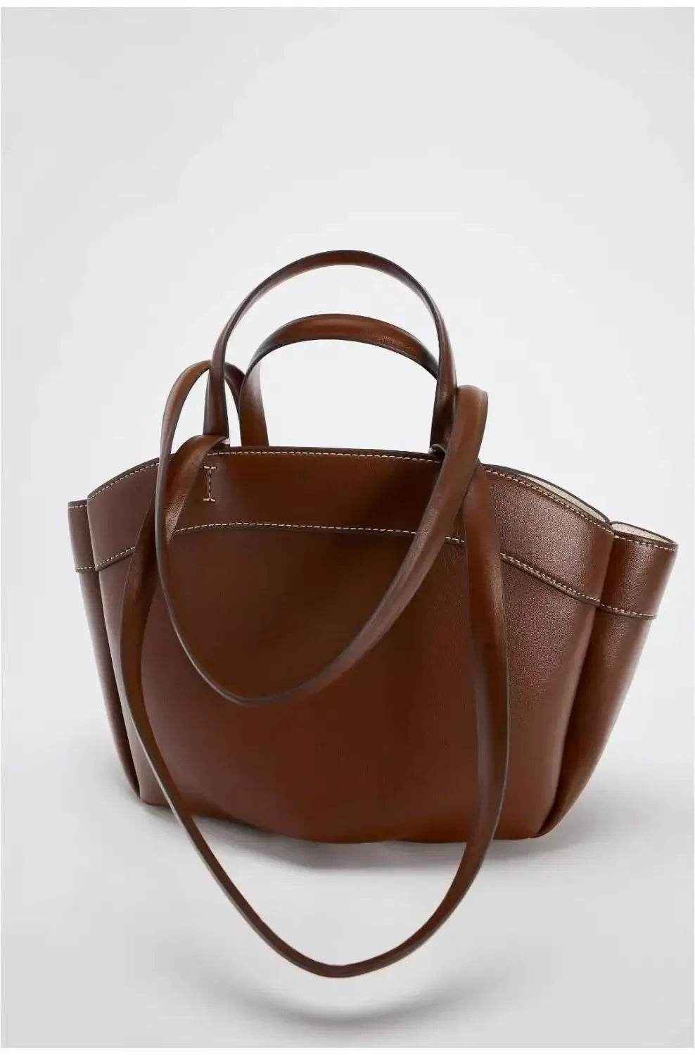 Mini sac cabas en cuir pour les femmes Magneta Couleur-Marron-Noir-ShopGET® 