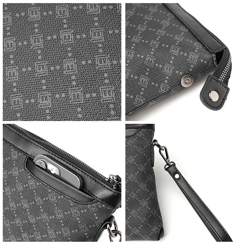 Petite pochette homme  luxe en plaid Noir-ShopGET® 