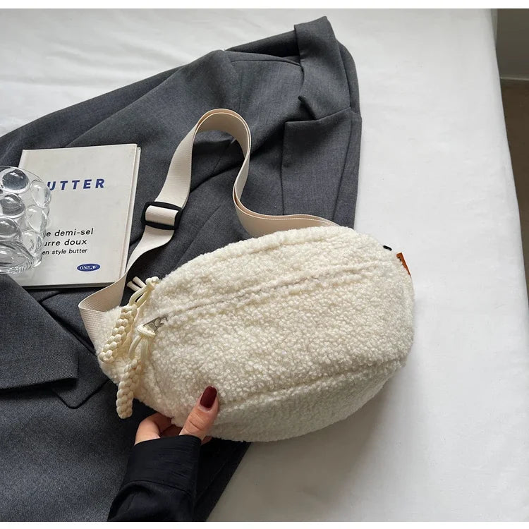 Grand sac banane velours pour femme