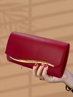 Pochette femme de luxe Blanc-Noir-Rouge-ShopGET® 