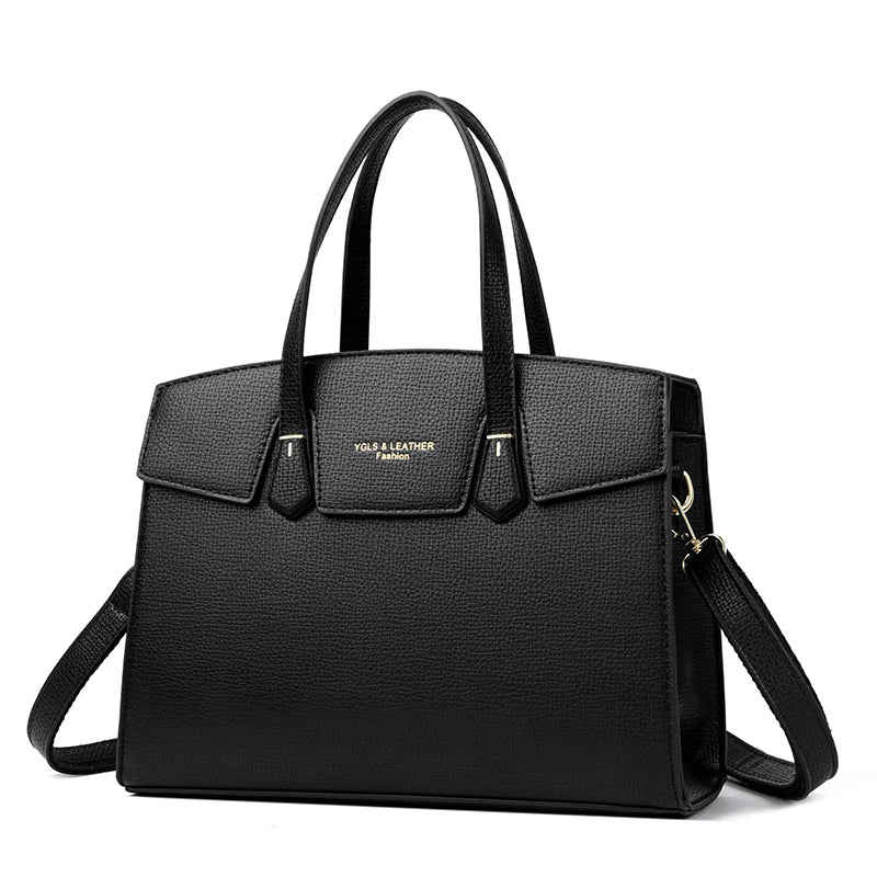 Sac cabas en cuir marron Burgundy-Noir-Apricot-Gris-Marron-ShopGET® 