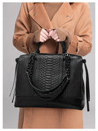 Sac cabas en cuir noir femme Noir-ShopGET® 