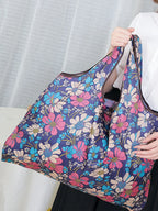 Sac de courses waterproof Noir-Floral pourpre-Orange floral-ShopGET® 
