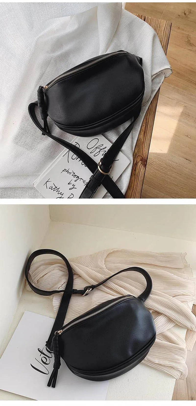 Sac banane en cuir camel