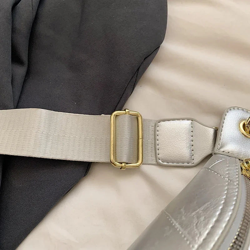 Sac banane en cuir argent femme