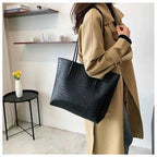 Sac cabas femme noir en cuir sans accessoires Noir / 30x32x8cm-Marron / 30x32x8cm-ShopGET® 
