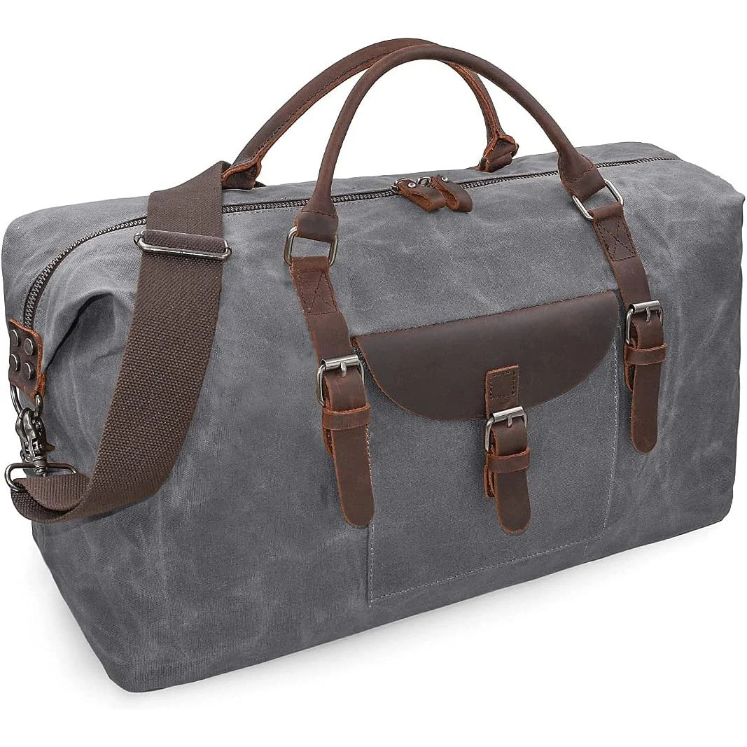 Sac weekend homme en cuir à grande capacité Camouflage-Kaki-Gris-ShopGET® 