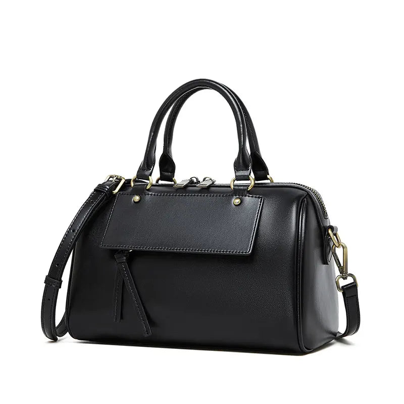 Sac cabas noir Genuine Leather Marron A-Marron B-Marron C-Gris-Noir-ShopGET® 