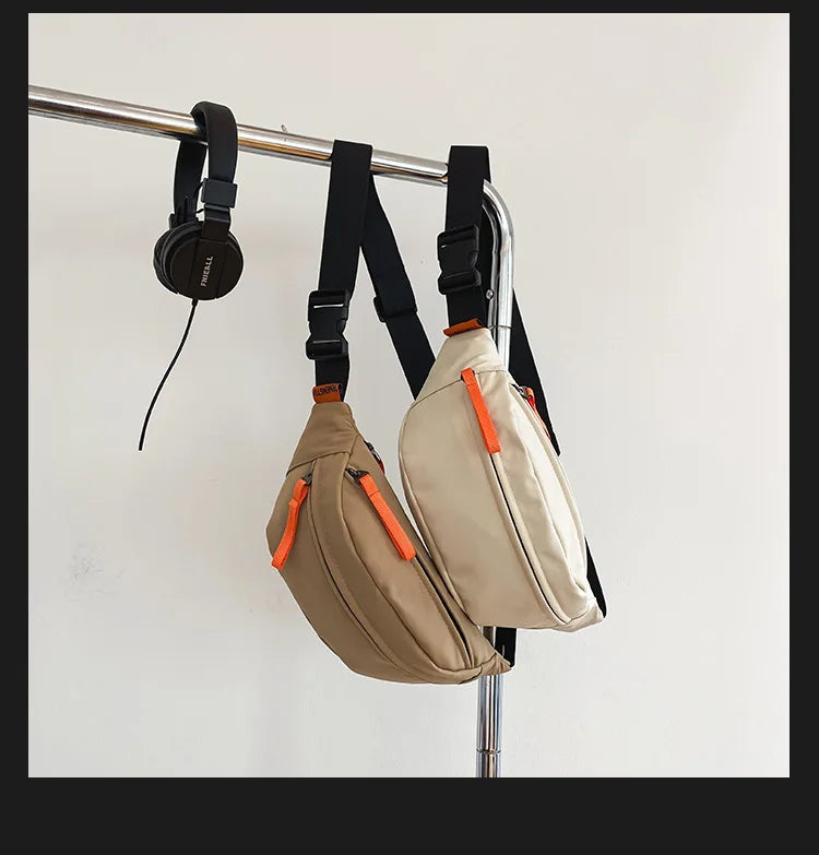 Sac banane blanc en tissu pour homme