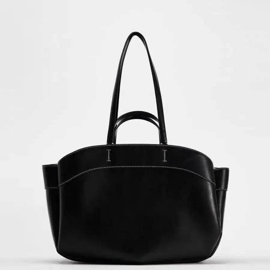 Mini sac cabas en cuir pour les femmes Magneta Couleur-Marron-Noir-ShopGET® 