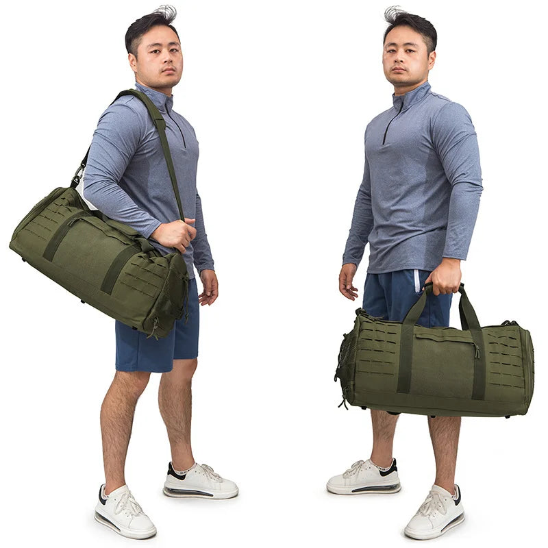Sac weekend homme tactique Marron-Vert-Noir-ShopGET® 