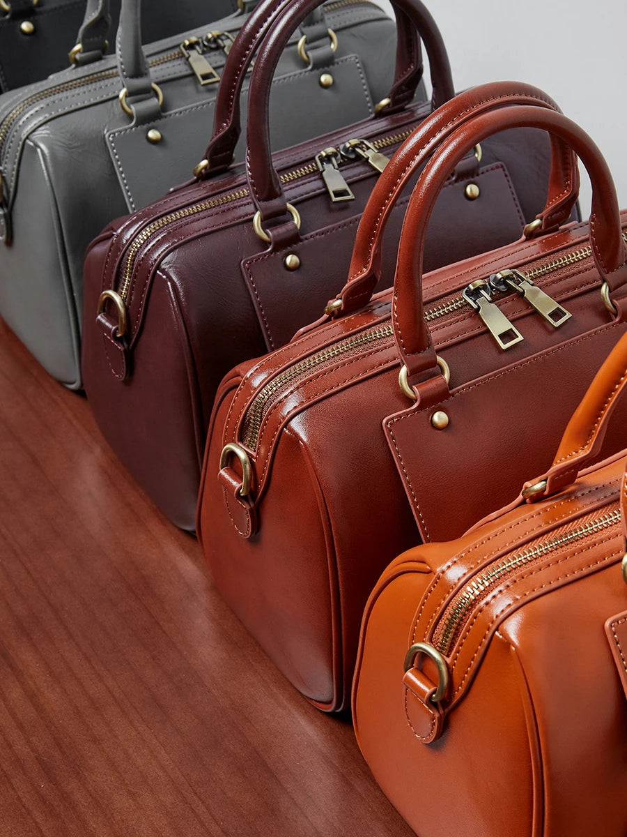 Sac cabas noir Genuine Leather Marron A-Marron B-Marron C-Gris-Noir-ShopGET® 