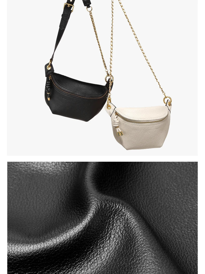 Sac banane en cuir marron authentique