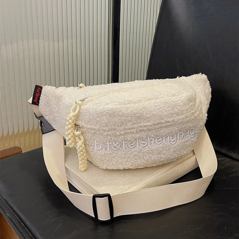 Sac banane velours côtelé rose femme