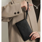 Pochette femme cuir noir Noir / 20cmx1cmx11cm-ShopGET® 