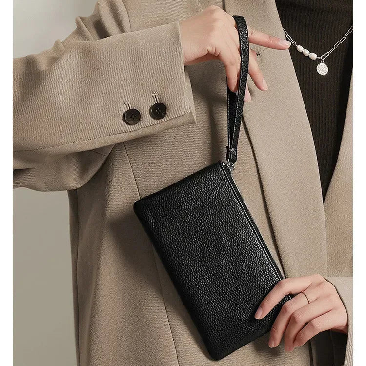 Pochette femme cuir noir Noir / 20cmx1cmx11cm-ShopGET® 