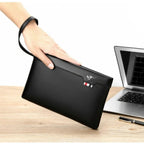 Pochette homme waterproof en PU cuir Marron-Noir-ShopGET® 