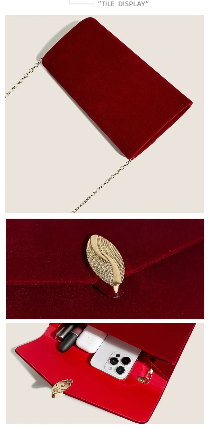 Pochette à rabat  femme Rouge-Bleu-ShopGET® 