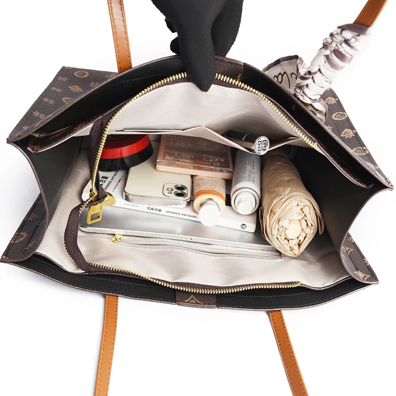 Sac cabas noir luxe en cuir Beige / 36x12x28cm-Noir / 36x12x28cm-Marron / 36x12x28cm-ShopGET® 