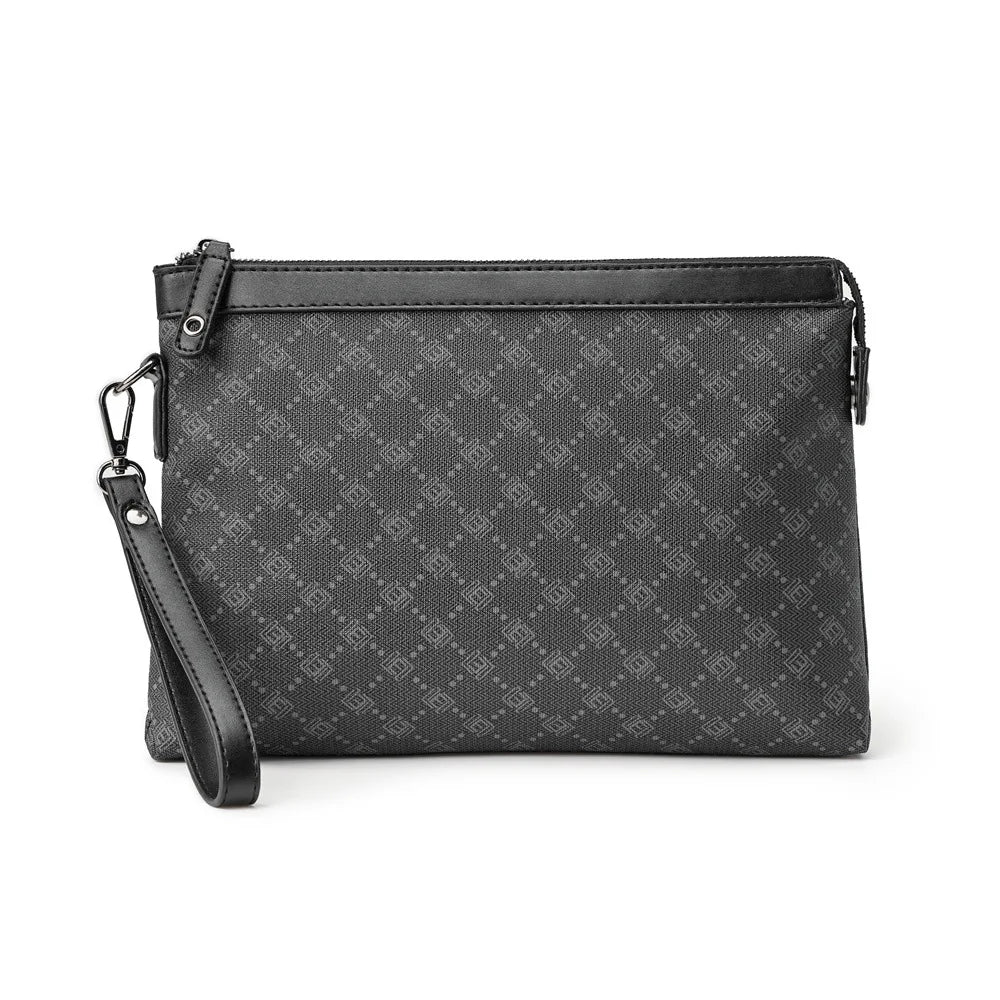 Petite pochette homme  luxe en plaid Noir-ShopGET® 