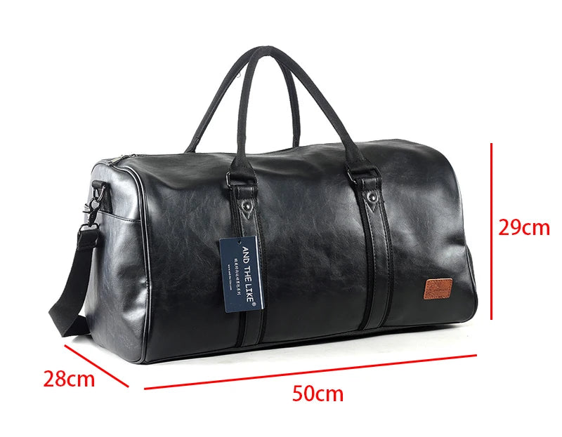 Sac polochon cuir femme et homme Marron-Noir-ShopGET® 