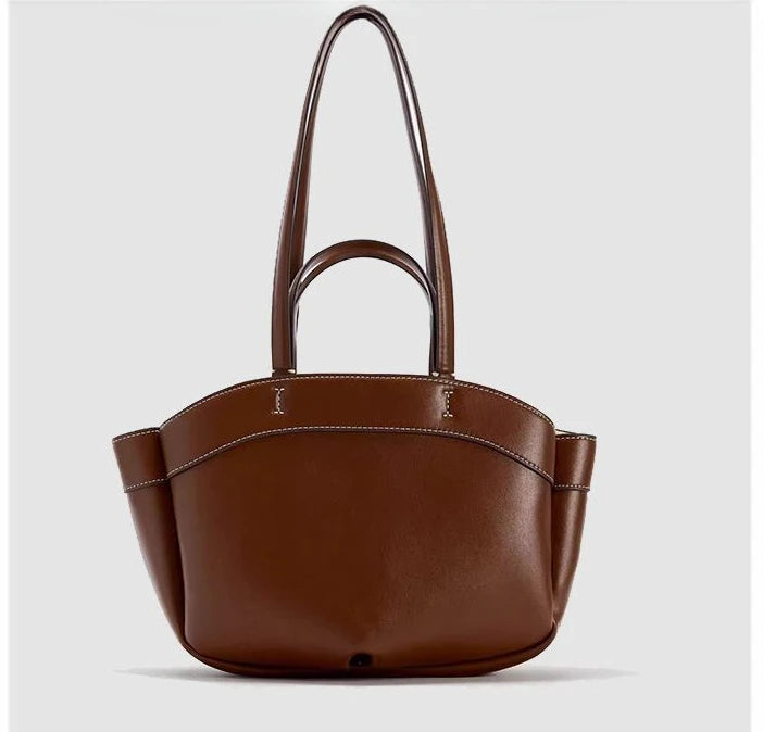 Mini sac cabas en cuir pour les femmes Magneta Couleur-Marron-Noir-ShopGET® 