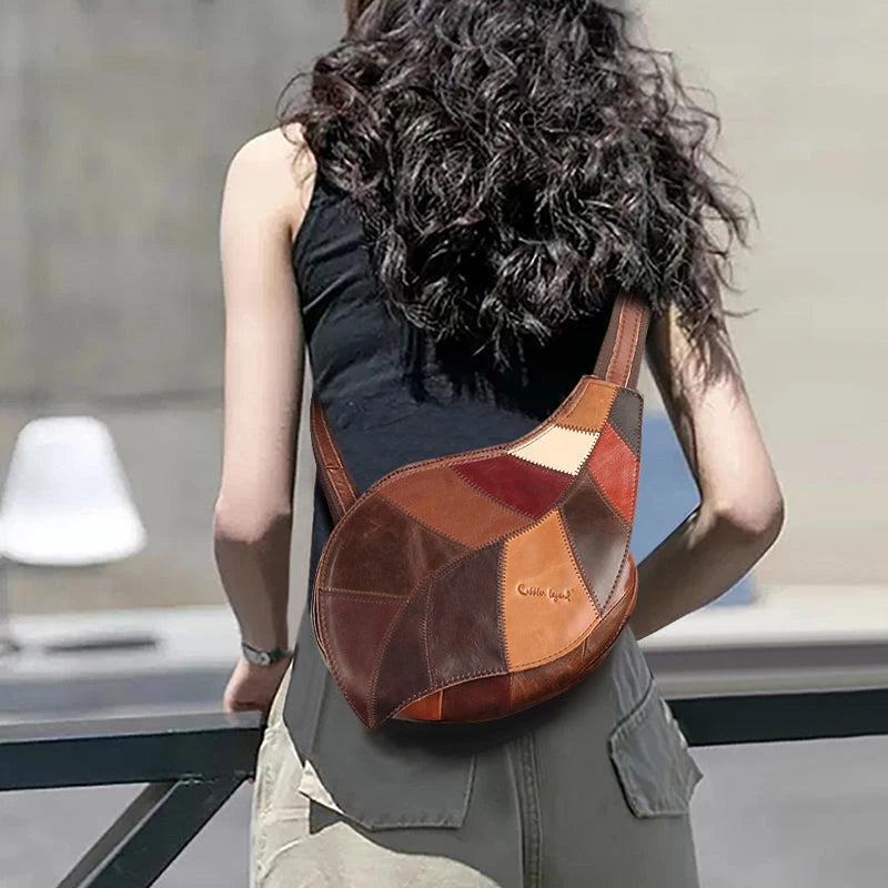 Sac banane femme chic en cuir véritable à forme de feuille - ShopGET®