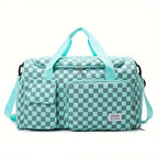Sac weekend femme à décor plaid Rose-Pourpre-Gris-Noir-Bleu-Vert-ShopGET® 