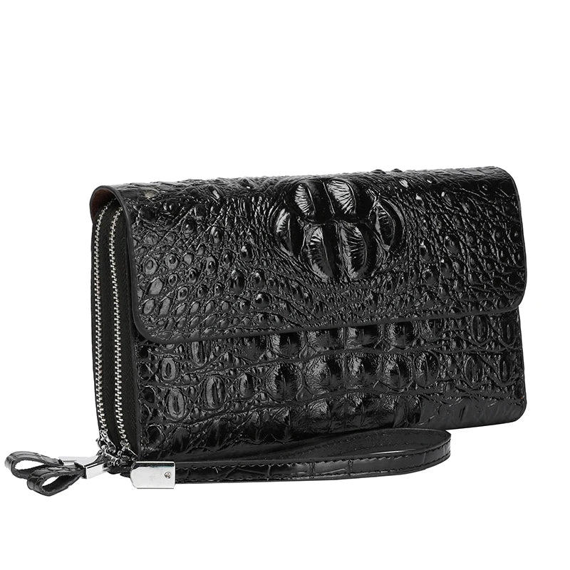 Pochette homme décor peau de crocodile Noir / 22cm x 14cm x 4.5cm-Marron / 22cm x 14cm x 4.5cm-ShopGET® 