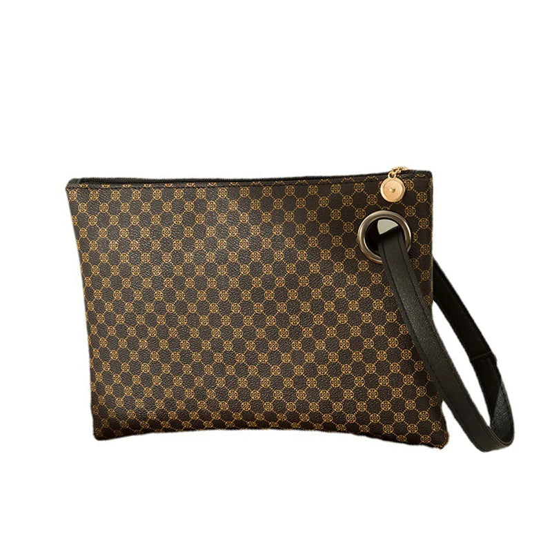 Pochette femme marron plaid Marron-Rose-Blanc-Noir-ShopGET® 