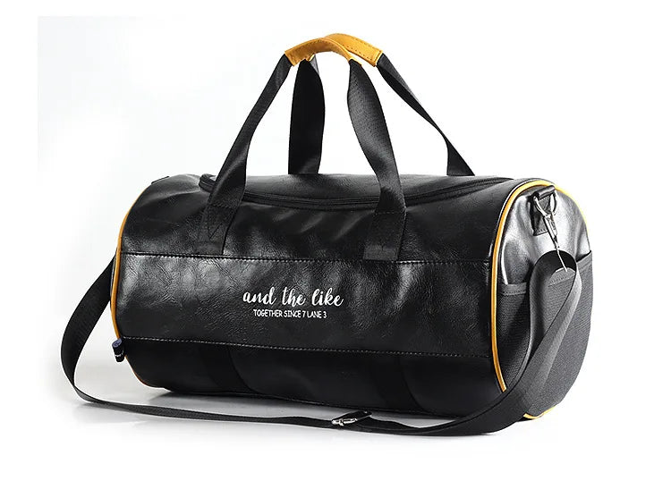 Sac polochon étanche en cuir Noir A-Noir B-Vert A-Noir Jaune-Vert B-ShopGET® 