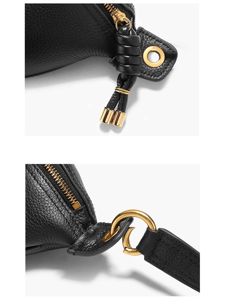 Sac banane en cuir marron authentique