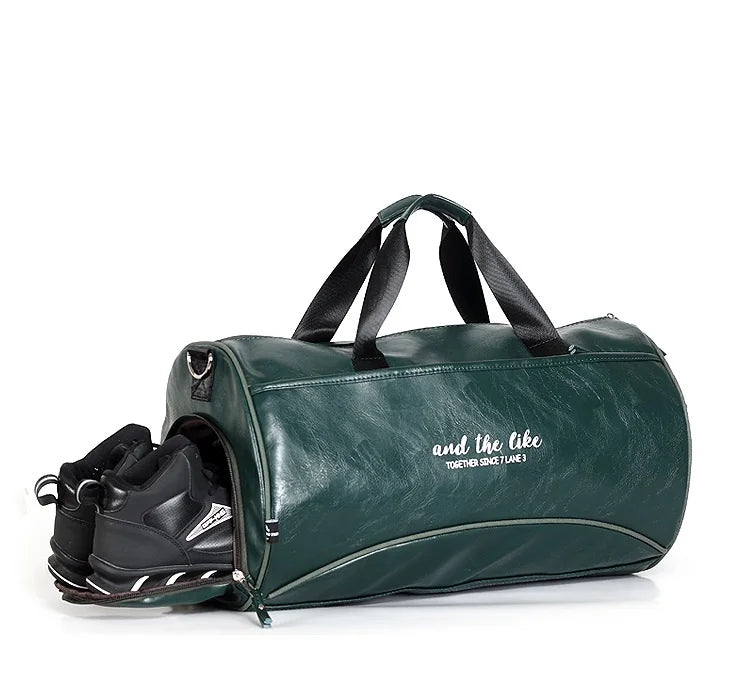 Sac polochon étanche en cuir Noir A-Noir B-Vert A-Noir Jaune-Vert B-ShopGET® 