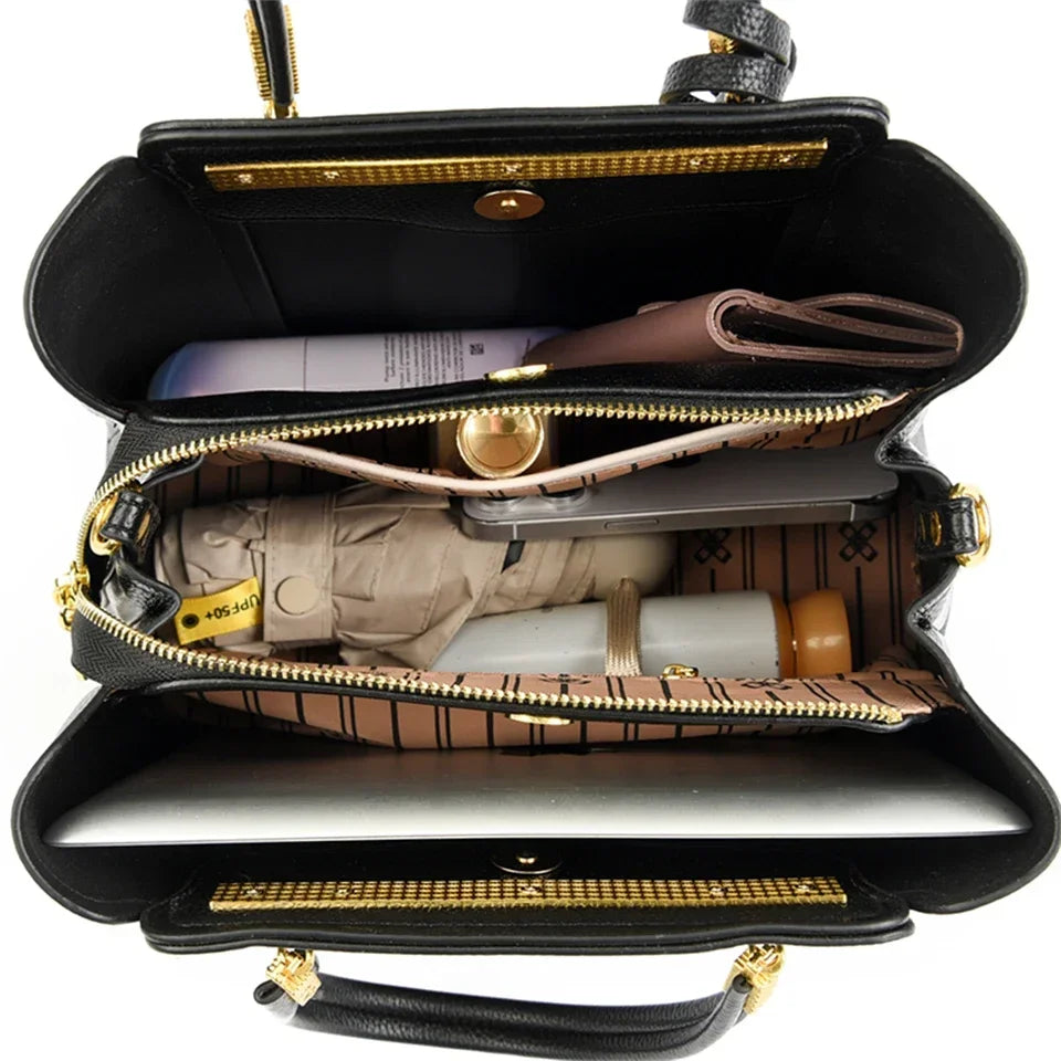 Sac cabas en cuir noir Rouge-Noir-Beige-Kaki-ShopGET® 