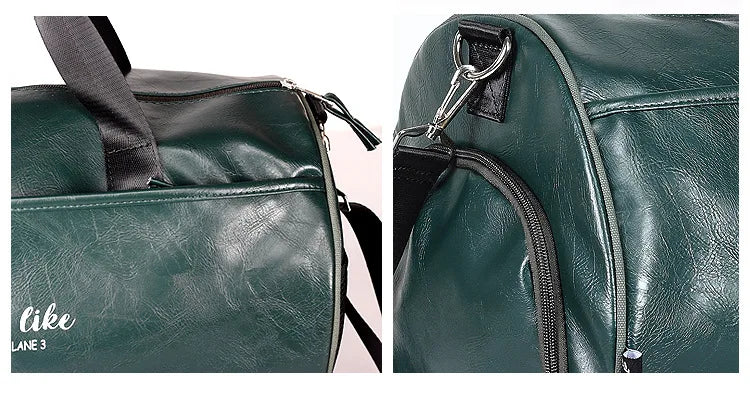 Sac polochon étanche en cuir Noir A-Noir B-Vert A-Noir Jaune-Vert B-ShopGET® 