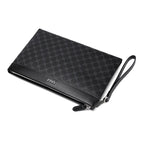 Pochette homme en cuir noir avec décoration plaid Noir-ShopGET® 
