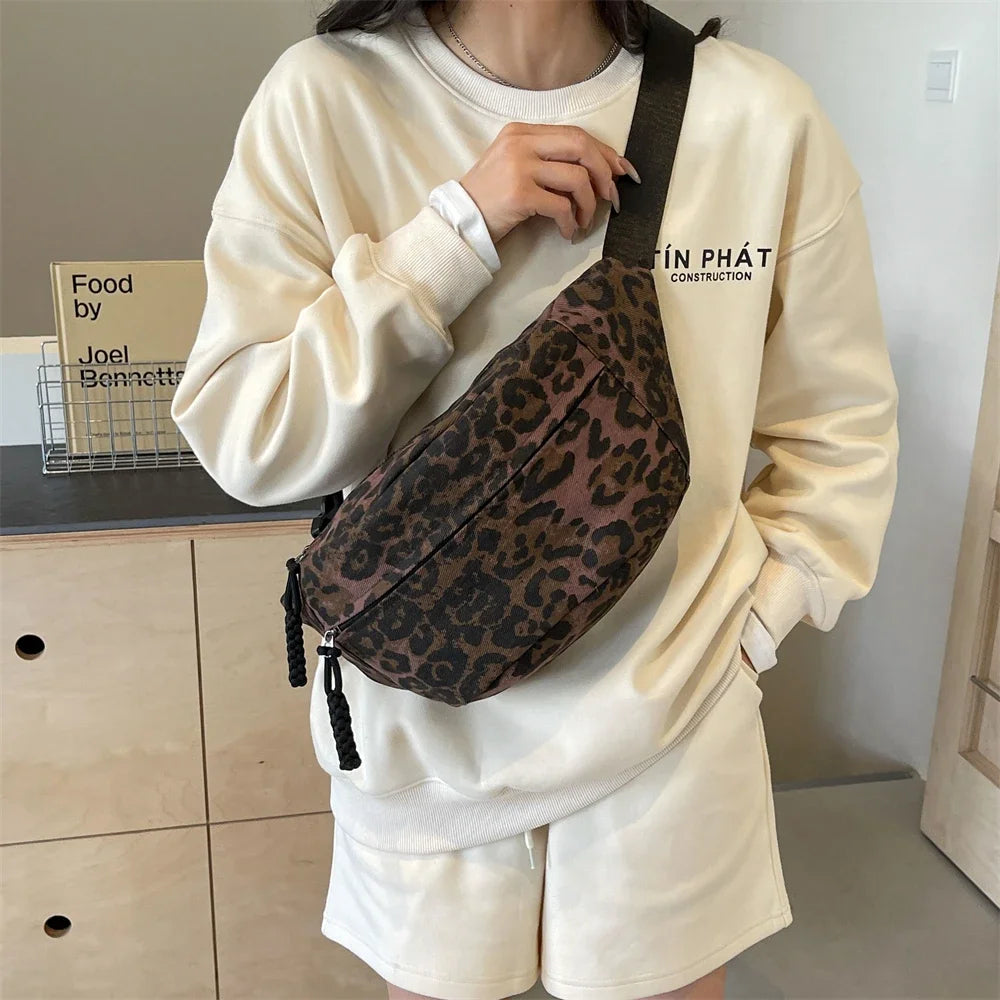 Sac banane léopard  en toile