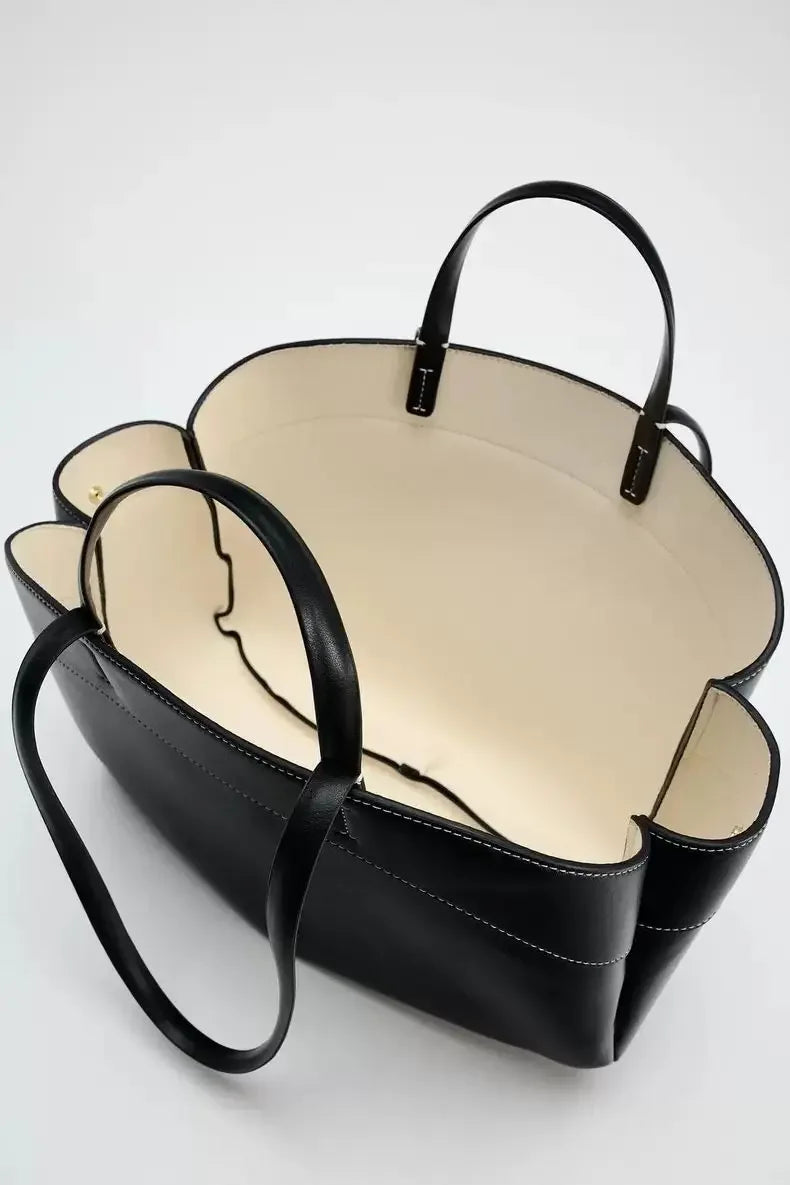 Mini sac cabas en cuir pour les femmes Magneta Couleur-Marron-Noir-ShopGET® 