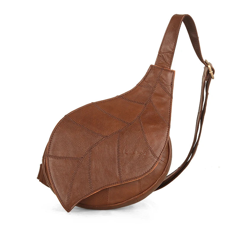 Sac banane femme chic en cuir véritable à forme de feuille - ShopGET®