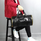 Sac polochon étanche en cuir Noir A-Noir B-Vert A-Noir Jaune-Vert B-ShopGET® 