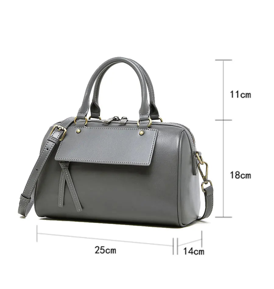 Sac cabas noir Genuine Leather Marron A-Marron B-Marron C-Gris-Noir-ShopGET® 