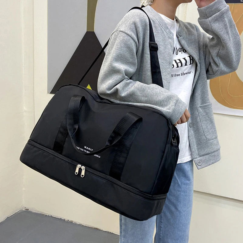 Sac weekend femme pas cher avec bandoulière Vert-Noir-ShopGET® 