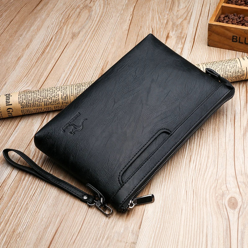 Pochette homme de luxe à fermeture éclaire Sombre / 19cm x 29cm x 3cm-Sombre / 17cm x 27cm x 3cm-ShopGET® 