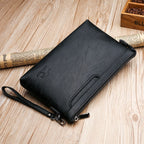 Pochette homme de luxe à fermeture éclaire Sombre / 19cm x 29cm x 3cm-Sombre / 17cm x 27cm x 3cm-ShopGET® 
