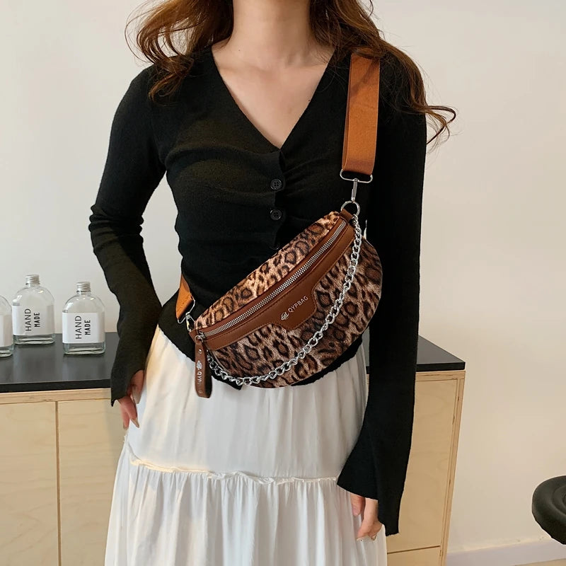 Sac banane léopard voyage à chaine