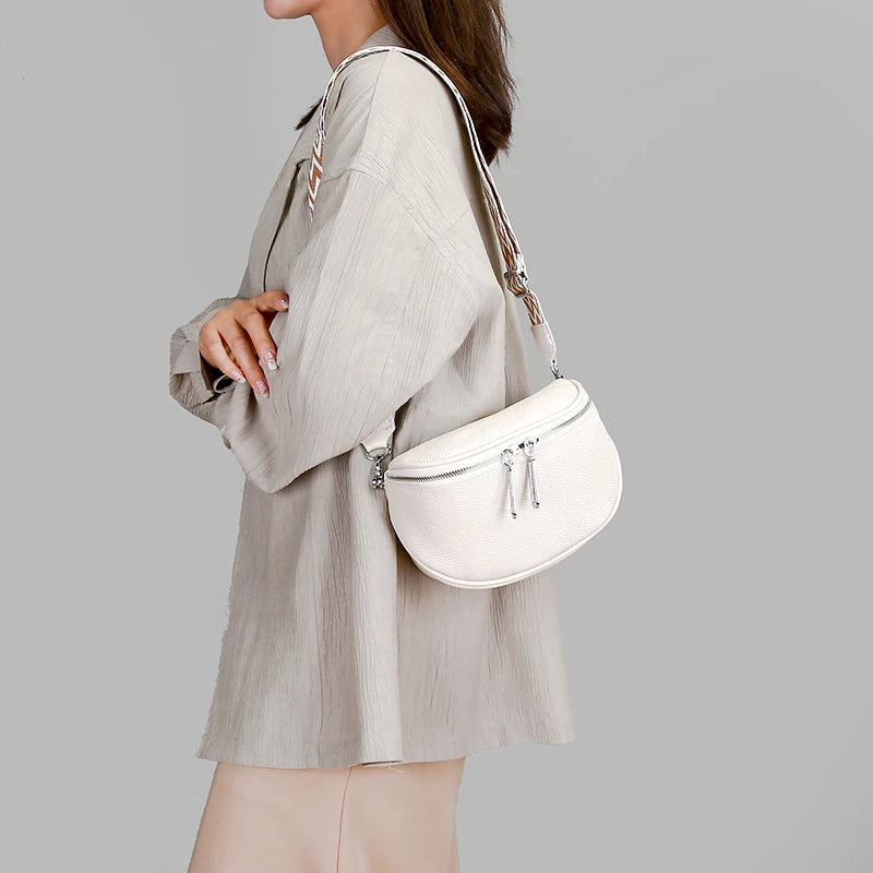Sac banane femme chic à bandoulière en cuir de vache