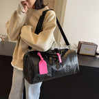 Sac weekend femme chocolat en PU cuir Marron-Beige-Noir-ShopGET® 