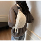 Grand sac banane velours pour femme