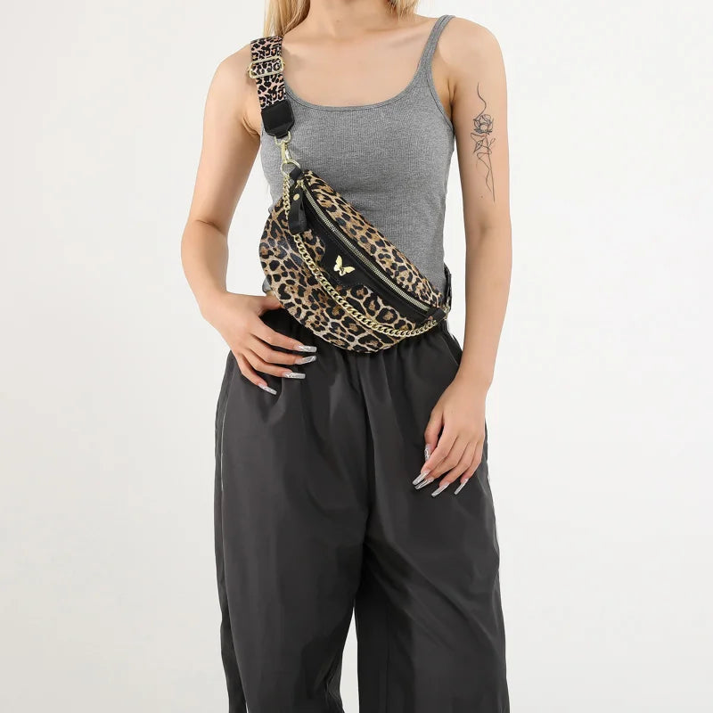 Sac banane léopard avec chaine