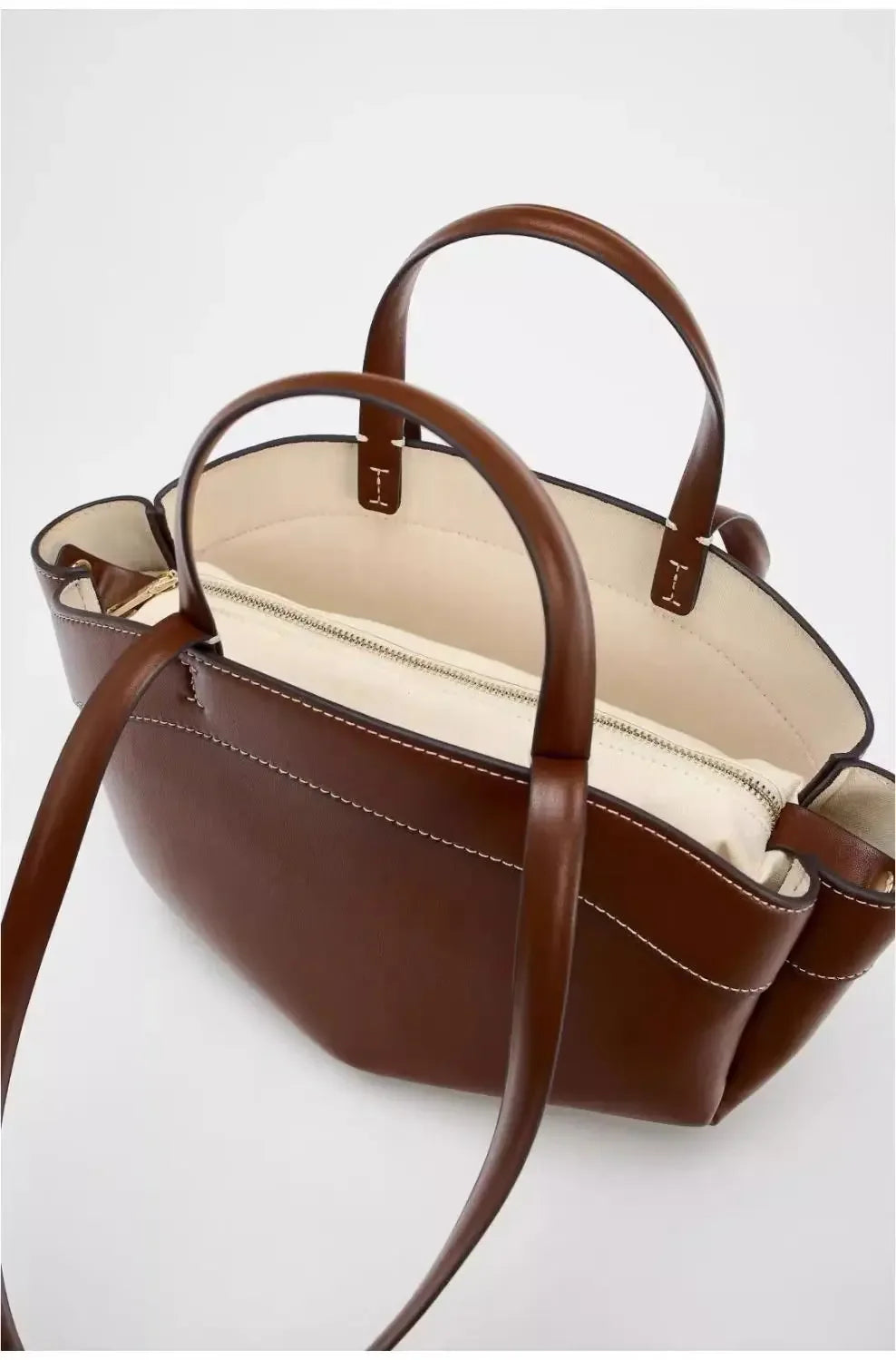 Mini sac cabas en cuir pour les femmes Magneta Couleur-Marron-Noir-ShopGET® 